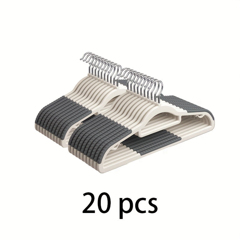 30/20/10pcs Heavy-Duty Plastic Anti-Slip Clothes Hangers with 360° Rotating Hooks - Space-Saving Wardrobe Hangers with Non-Slip Shoulder Strips, Wet/Dry Use for Bedrooms, Bathrooms, Dorms, Outdoor - Durable Plastic Construction
