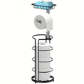1/2 Toilet Paper Storage Rack, Single Floor Standing Toilet Paper Rack With Shelf, Independent Bathroom Paper Organizer With 4 Rolls Of Paper, Suitable For Balcony, Bedroom, Toilet, Courtyard, Toilet Paper Storage, Bathroom Accessories - Black