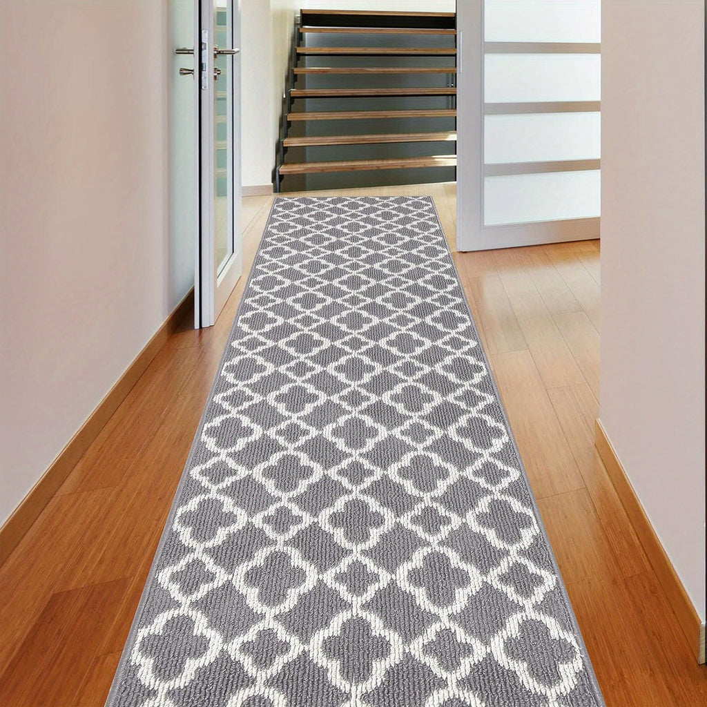Non-Slip Moroccan Trellis Runner Rug - Long Hallway Carpet Suitable for Entryway, Kitchen, Bathroom - Machine Washable Floor Rug with Moroccan