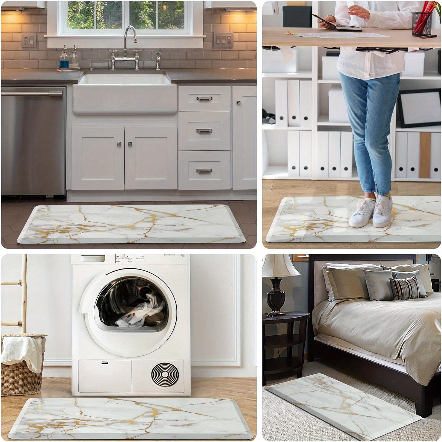 Kitchen Mat, 1/2 Inch Thick Kitchen Rugs And Mats Cushioned Kitchen Floor Mat Non-Slip Kitchen Mats for Standing Desk Office Sink 17.3"X39", White