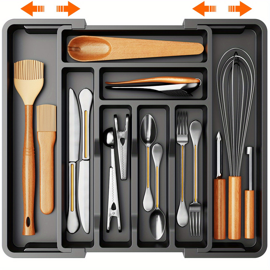 Expandable Cutlery Tray Holder, Drawer Organizer, Adjustable Tray, Organize Kitchen Silverware, Cutlery, Knives And Spoons With Labels, For Messy Kitchen, Bedroom Or Living Room Drawers