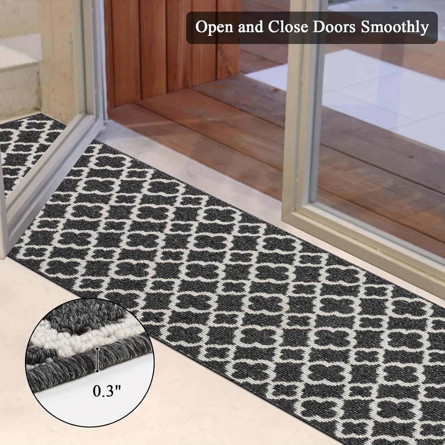Non-Slip Moroccan Trellis Runner Rug - Long Hallway Carpet Suitable for Entryway, Kitchen, Bathroom - Machine Washable Floor Rug with Moroccan