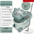 Set of Spin Mop And Bucket, Designed for Bathroom Use, Suitable for School Restrooms, Featuring a 360° Spinning Mop Bucket System That Includes Three Microfiber Mop Replacement Heads And an Adjustable Handle for Effective Floor Cleaning