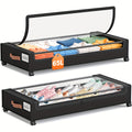 2-Pack Wheeled Under Bed Storage Box, Under Bed Storage Box, Under Bed Shoe Rack Organizer, Metal Drawer Under Wheel Bed for Clothes, Blankets, Shoes,, Books, Bedding, Under-Bed Storage