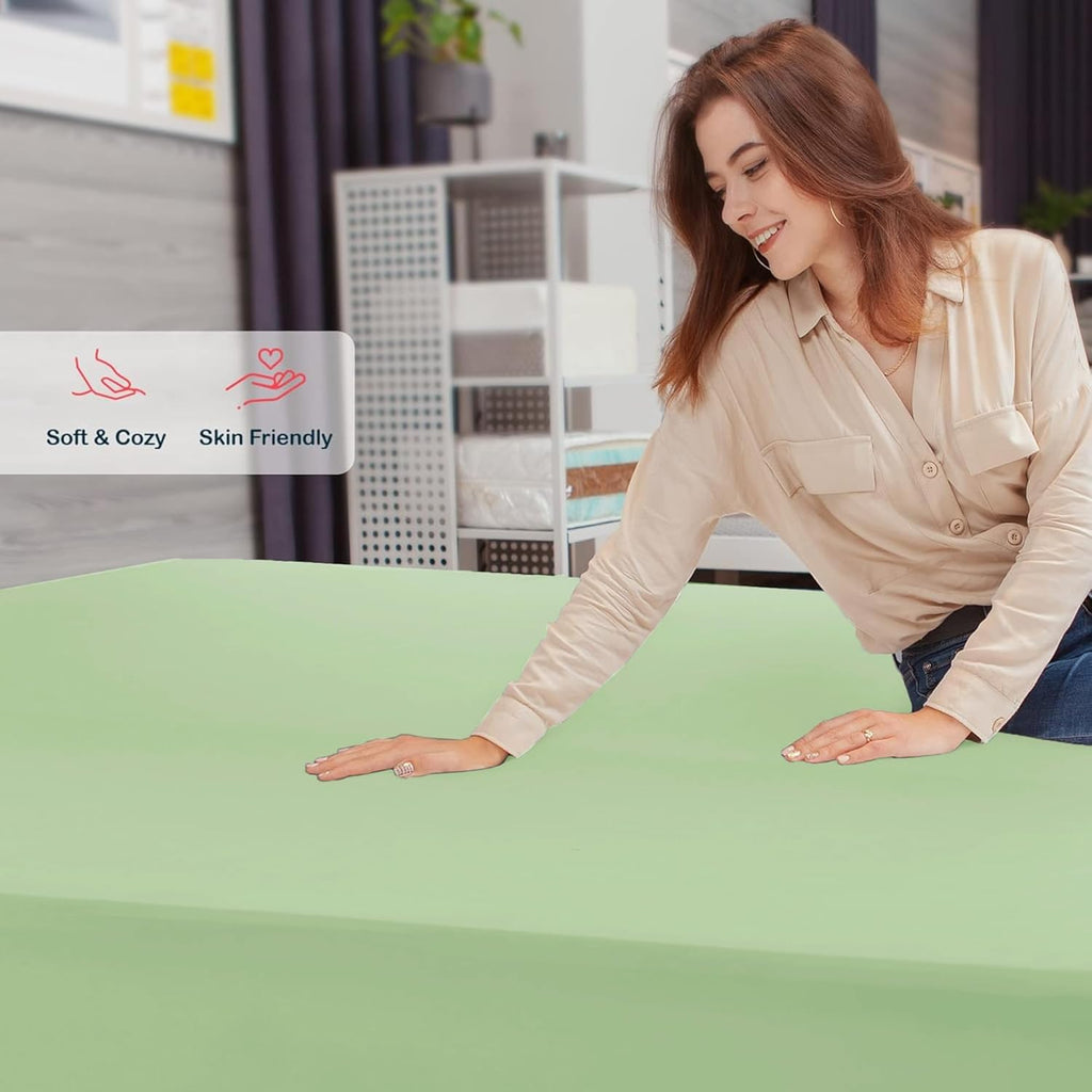 Lux Decor Solid Color Fitted Sheet - Classic Collection Cooling Sheet - Ultra Soft Brushed Microfiber Silky Fitted Sheets, Fits Mattress Upto 16 Inches Deep Pocket, Shrinkage and Fade Resistant Comfy Bedding Mattress Cover, Easy to Wash