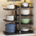 2/7-Tier Adjustable Kitchen Storage Rack, Multi-Layer Sink Organizer for Pots, Pans & Utensils, Painted End, Black