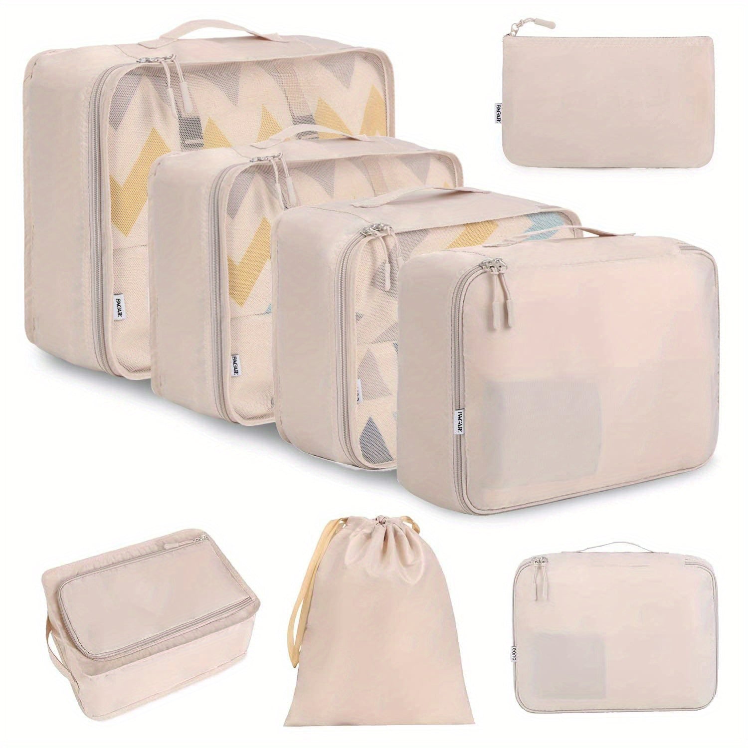 8-Piece Set Packing Cubes for Suitcases - Travel Luggage Organizers, Closet & Under-Bed Storage, Compression Shoe & Clothing Bags for Men & Women
