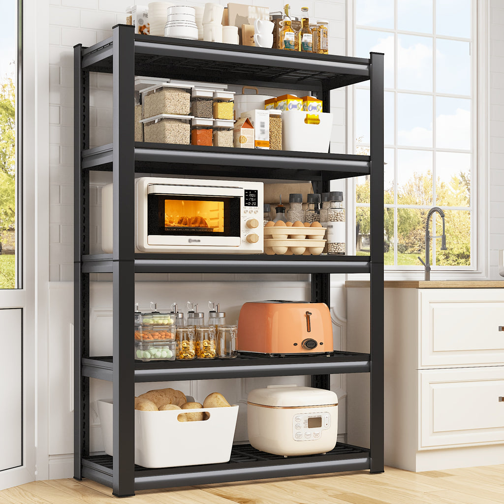 72''H Storage Shelves Heavy Duty Shelving 2000LBS Garage Shelving 5 Tier Metal Shelves for Garage Shelves 35.5"W X72"H X 15.8"D, Adjustable Shelving Unit for Basement Pantry Utility Rack Shelf, Kitchen Standing Rack/ Kitchen Standing Baker's Rack