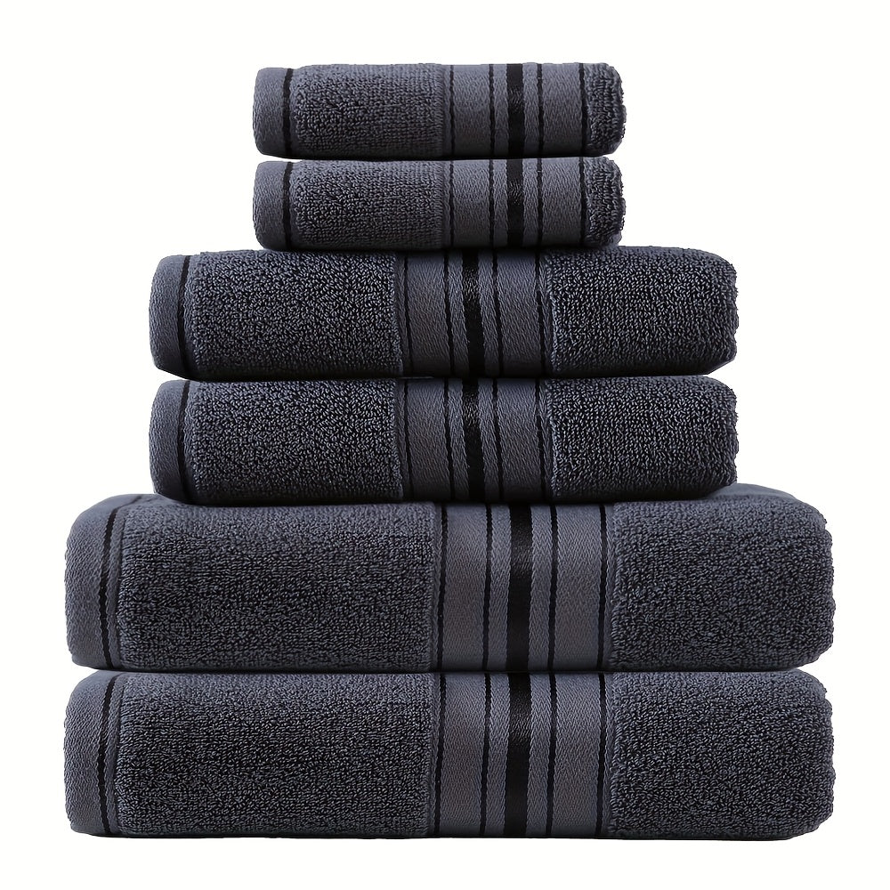 100% Cotton 6pcs Luxurious Towel Set - Super Soft, Absorbent & Stylishly Durable, Rapidly Drying, Gentle On Skin, Perfect For Bathroom, Spa, Hotel And Swimming Pool Including Washcloth, Hand & Bath Towels, Wash Cloths