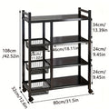 1pc Movable Storage Rack, Adjustable Kitchen Shelf with Baskets, Kitchen Organizer And Storage, Metal Shelf Rack with Wheels, Suitable for Garage, Pantry, Bathroom, Closet, Warm House Gift, New Home, Standing Shelf, Utility Racks