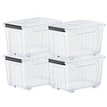 4/6 Pack of Storage Boxes with Lids And Wheels, 72 And 97 Quarts Capacity, Ideal for Storing Various Household Items, Stackable, Available in Three Colors