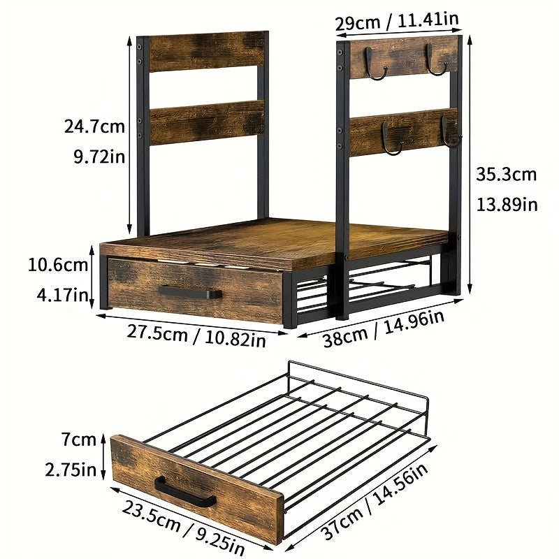 Double Layer Coffee Capsule Storage Rack And Mug Holder, Coffee Machine Stand, K Cup Holder Drawer - Coffee Bean Pod Organizer, 70 Capacity Bean Pod Holder, Home Kitchen Countertop Organizer, Rustic Brown