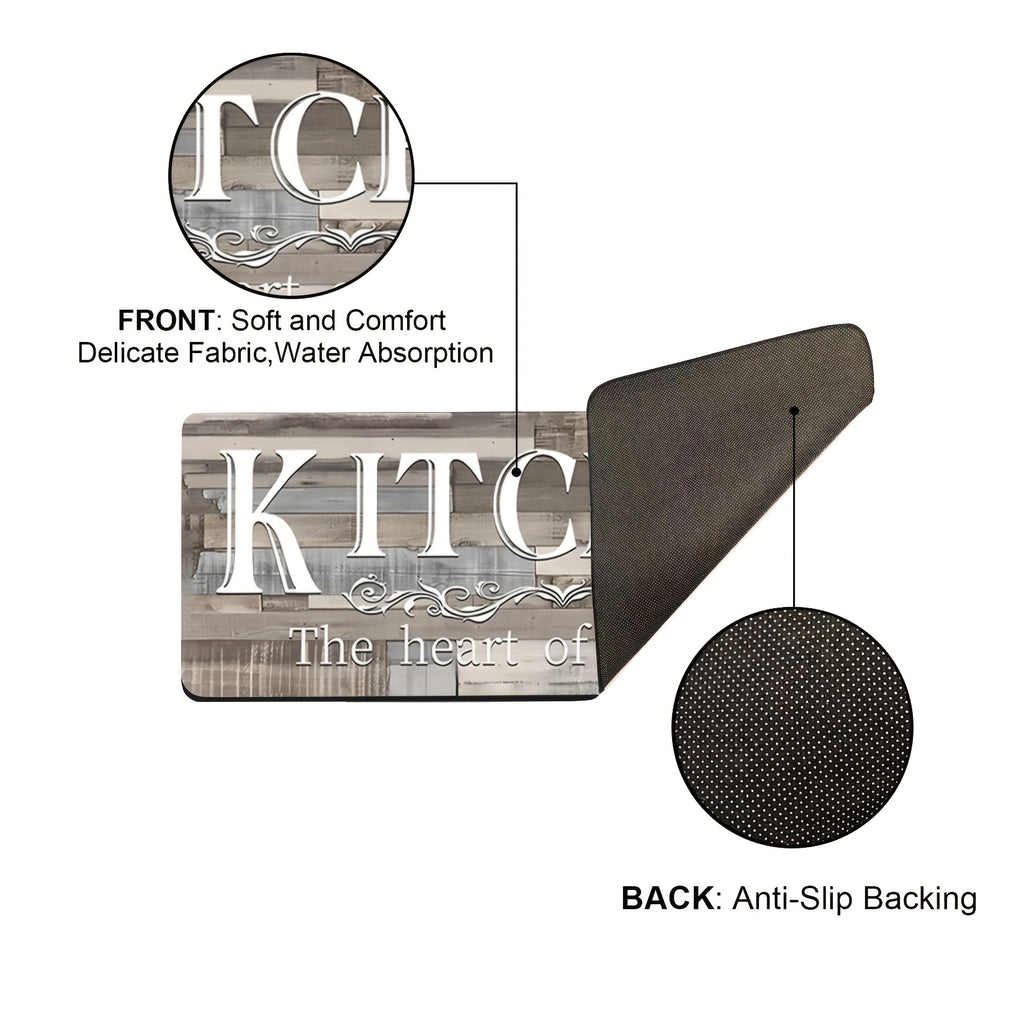 [Non-Slip Kitchen Rug] 1pc Premium Non-Slip Kitchen Rug, Kitchen Floor Mat - Durable Polyester Floor Mat for Kitchen - Easy to Clean, Washable Hallway and Bathroom Rug, Kitchen Accessories - Home Decor