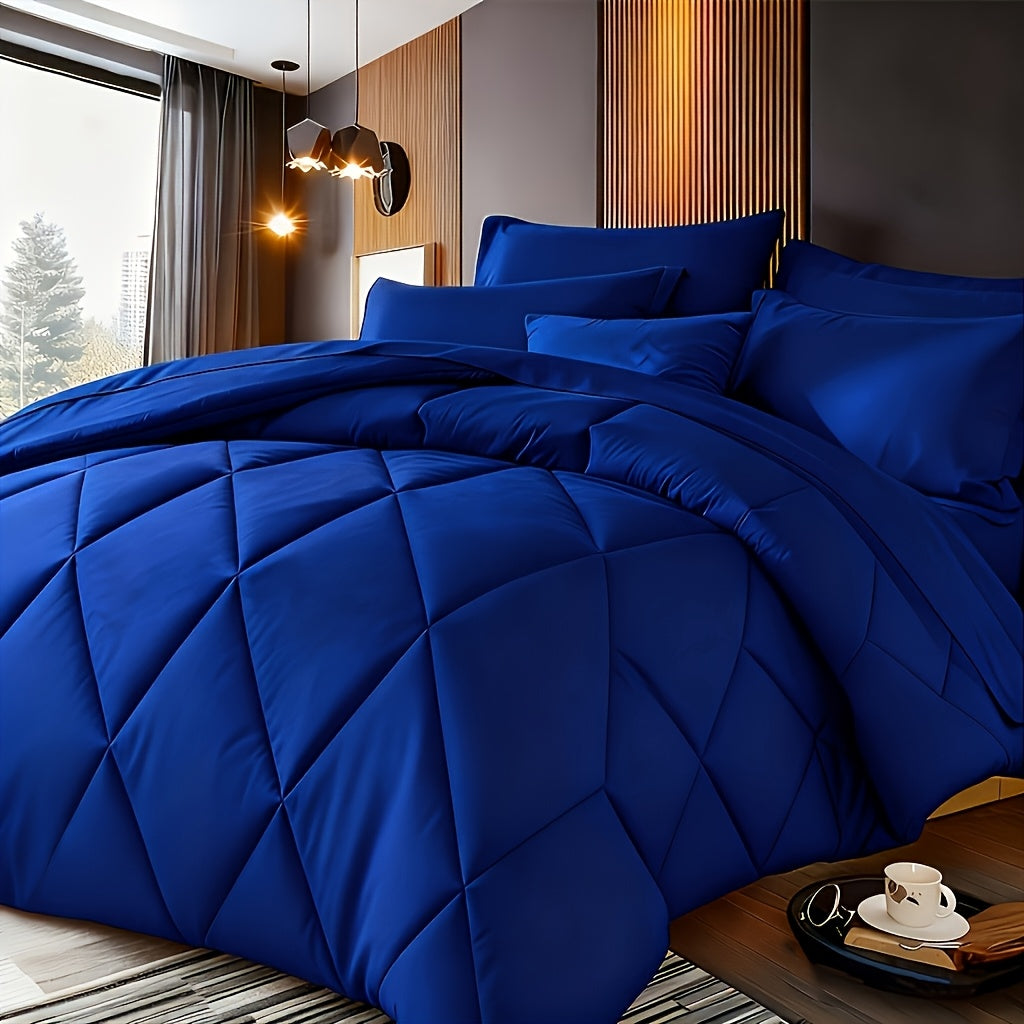 2/3pcs Solid Color Diamond Pattern Large & Extra-Large Bed Sheet Sets Soft Comfortable And Ultra-fine Fiber Filled Lightweight Fabric Breathable Quilt Easy to Take Care Of Equipped with Quilts And Pillowcases Luxurious Quality & Ideal Gift