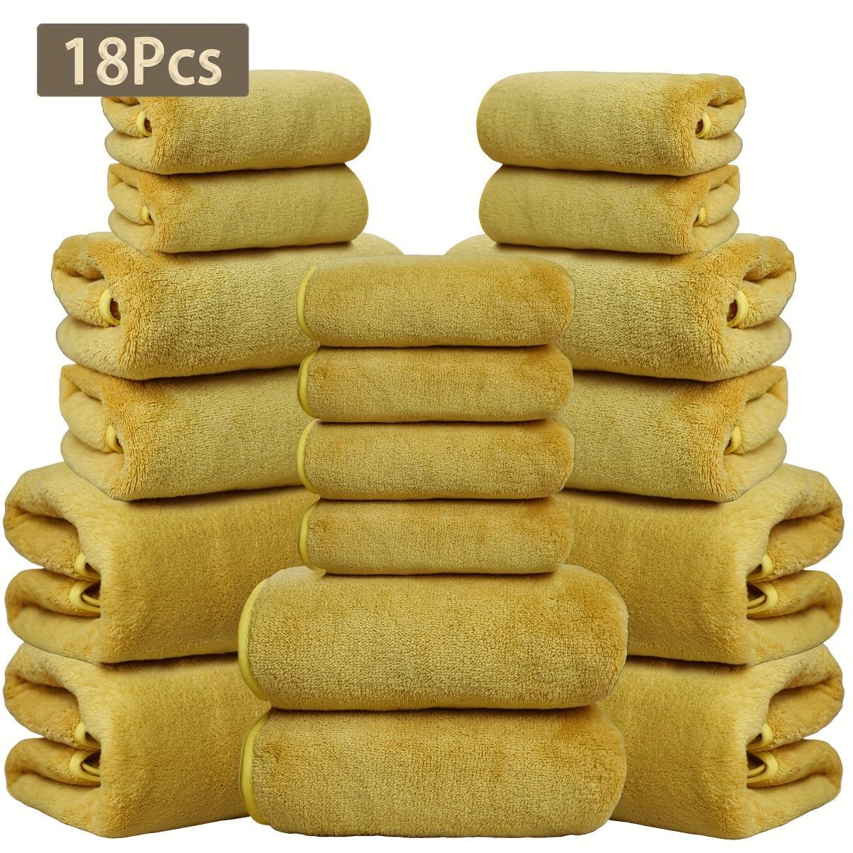 18pcs Coral Velvet Towel Bath Towel Set, 4 Bath Towels, 4 Towels, 10 Square Towels, Suitable for Hotel, Home, Travel, Spa