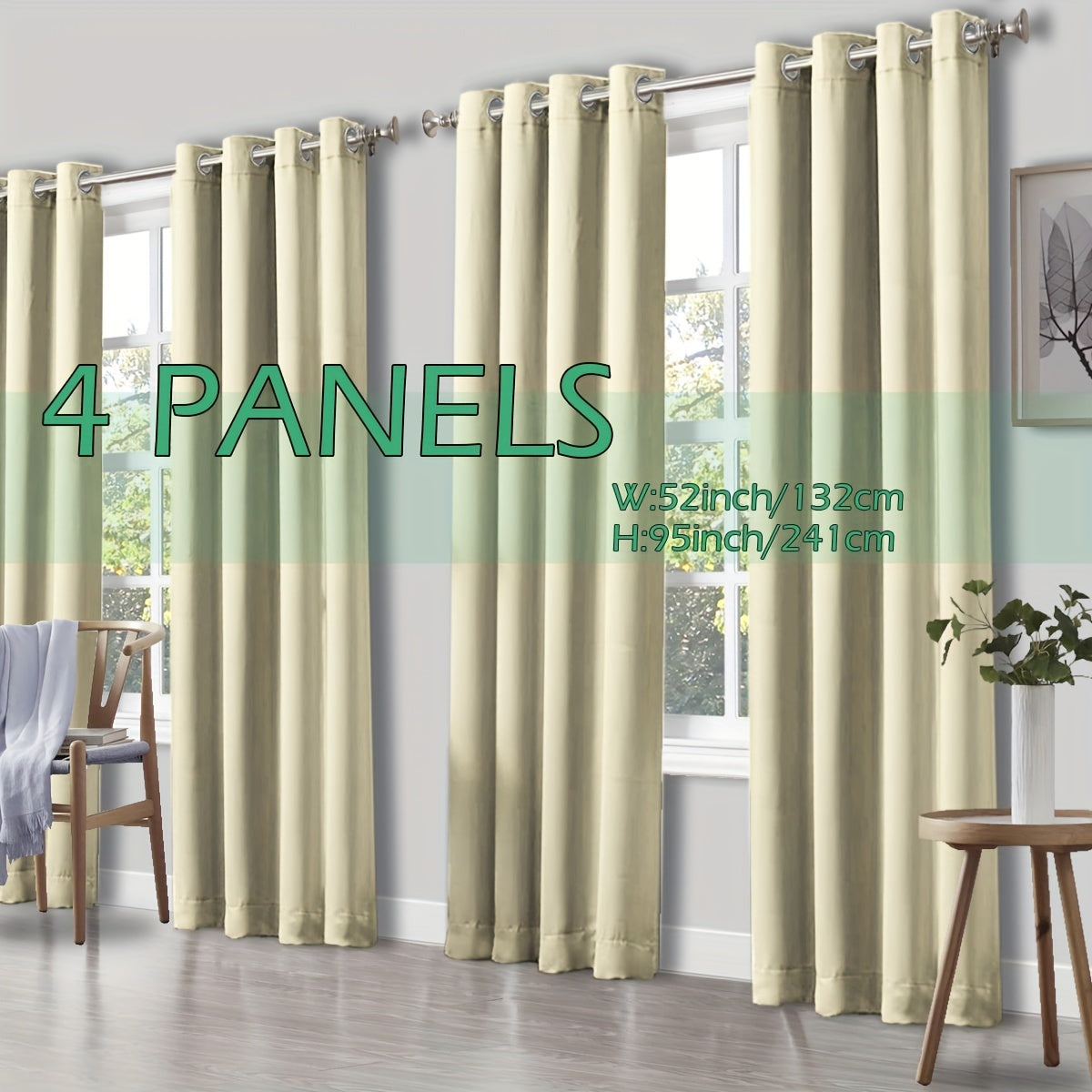 4 Panels Thermal Insulated Blackout Curtains - Triple Weave Thermal Insulation & Light Blocking, Solid Grommet Top, Polyester/ Linen-like Fabric, Deep Red for Bedroom, Living Room, Office - Window Drapes for Complete Darkness & Comf