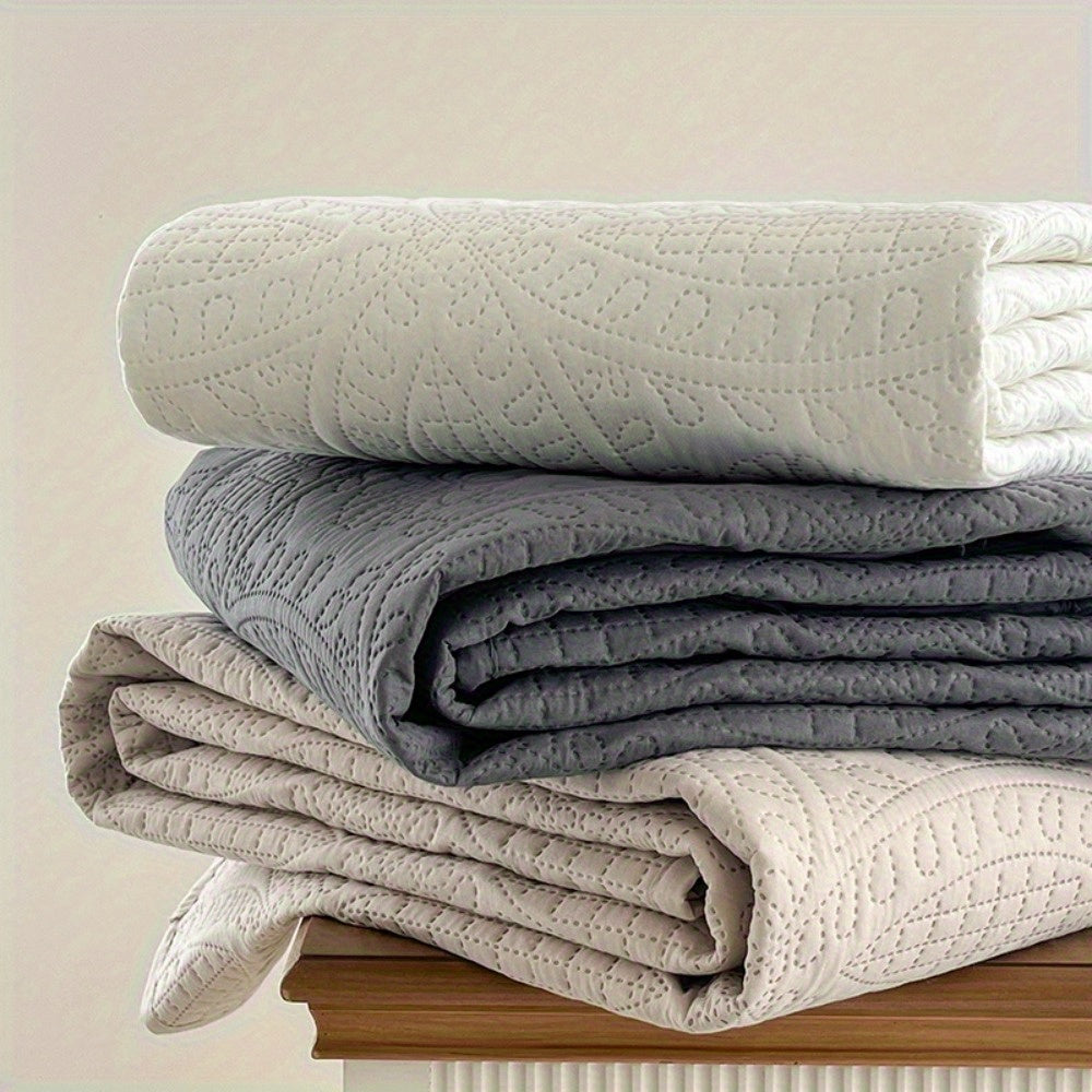 1pc Lightweight All-Season Bedspread - Soundwave Technology Embossed Coin Pattern, Soft & Breathable, Non-Slip Design for Bedroom/ Dorm/ Guest Room Choose from 6 Stylish Colors(Excludes Pillowcases)