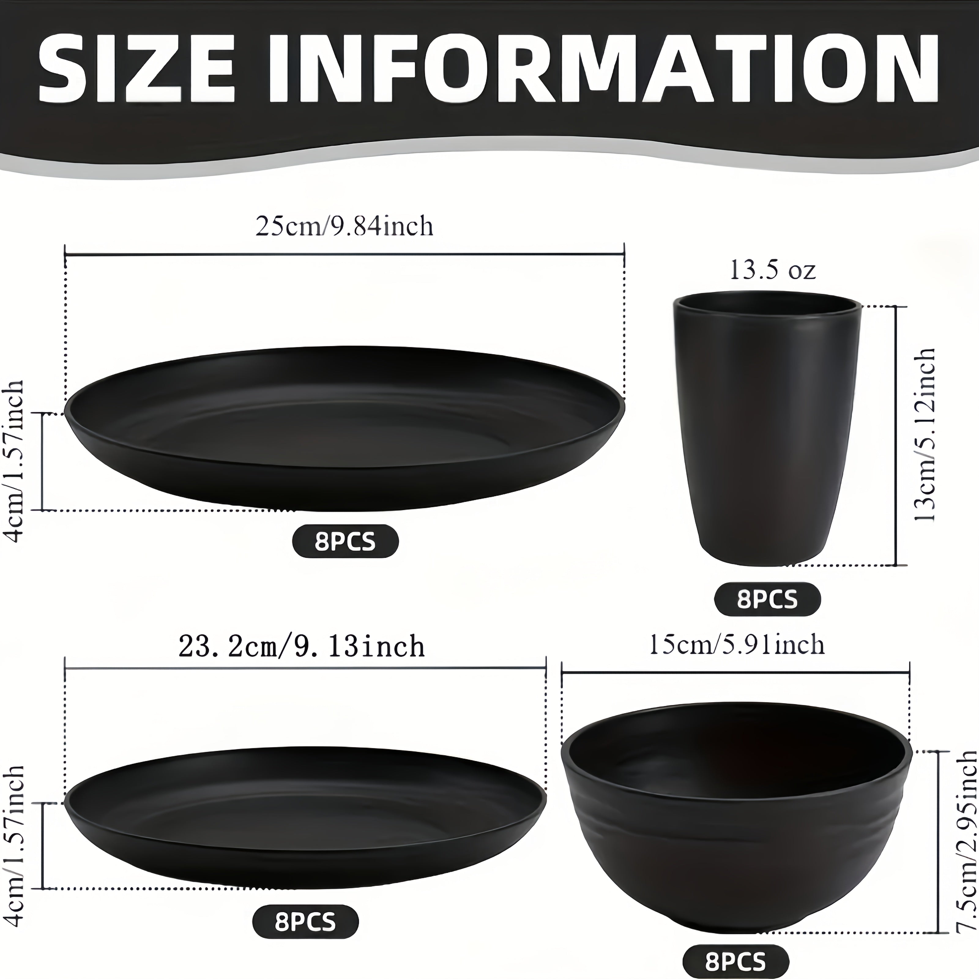 32/16pcs Wheat Straw Large Size Dinnerware Set, Service For 8/4, Lightweight Kitchen Accessories, Unbreakable Modern Dish Set-Plate/Dessert Plate/Bowl/Cup, Dishwasher And Microwave Safe, Perfect Everyday Use, Best Gifts For Thanksgiving And Christma