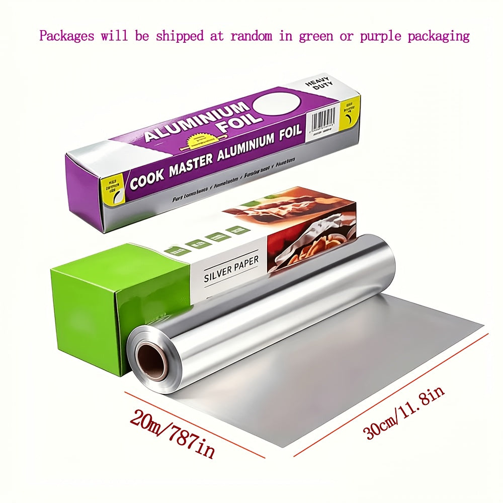 Extra Long 787.4 Inch Disposable Aluminum Foil Roll - Heat Resistant Tin Foil, Suitable for Cooking, Baking, Grilling, Waterproof and Oilproof, Disposable Aluminum Foil Roll, Applicable in Kitchen, BBQ, Picnic | Must-have Item in Kitchen (Package