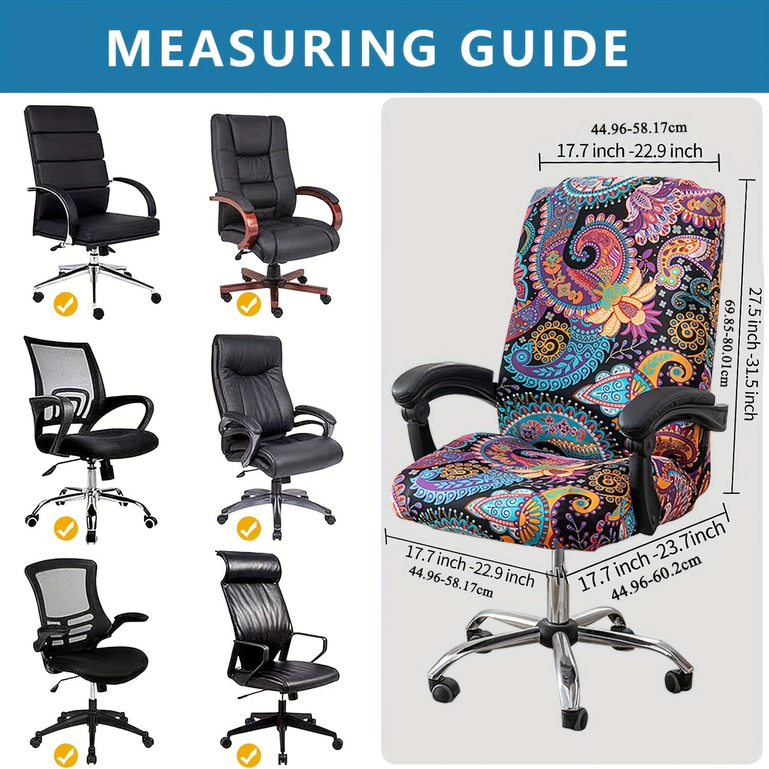 1pc Stretch Printed Computer Office Chair Covers, Soft Fit Universal Desk Rotating Chair Slipcovers, Removable Washable Anti-Dust Spandex Chair Protector Cover With Zipper, Valentine'S Day Gift, Valentine'S Day Decorations
