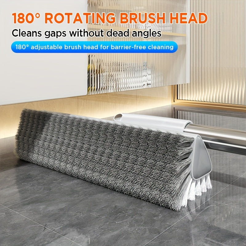 Joybos 52. 4" Heavy-Duty Double-Sided Floor Scrub Brush with V-Shaped Triangle Head - Stiff Bristles for Deep Cleaning Corners, Gaps, Patio, Bathroom, Kitchen & Tile Surfaces, Ergonomic Handle for Easy Storage