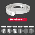 White Glossy Flexible Alloy Plastic Curtain Rail - Easy to Install on Ceiling, Trim to Fit, Ideal for Bathroom and Home Decor, Bay Window Decoration | Modern Curtain Accessories | Durable PVC Track, Bend as Needed