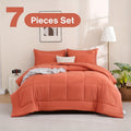 5/7pcs Queen Comforter Set - Bed In A Bag Set, Bedding Sets With Box Stitches All Season Quilted Comforter, Flat Sheet, Fitted Sheet, Pillowcases, Queen/King Available, Local Warehouse