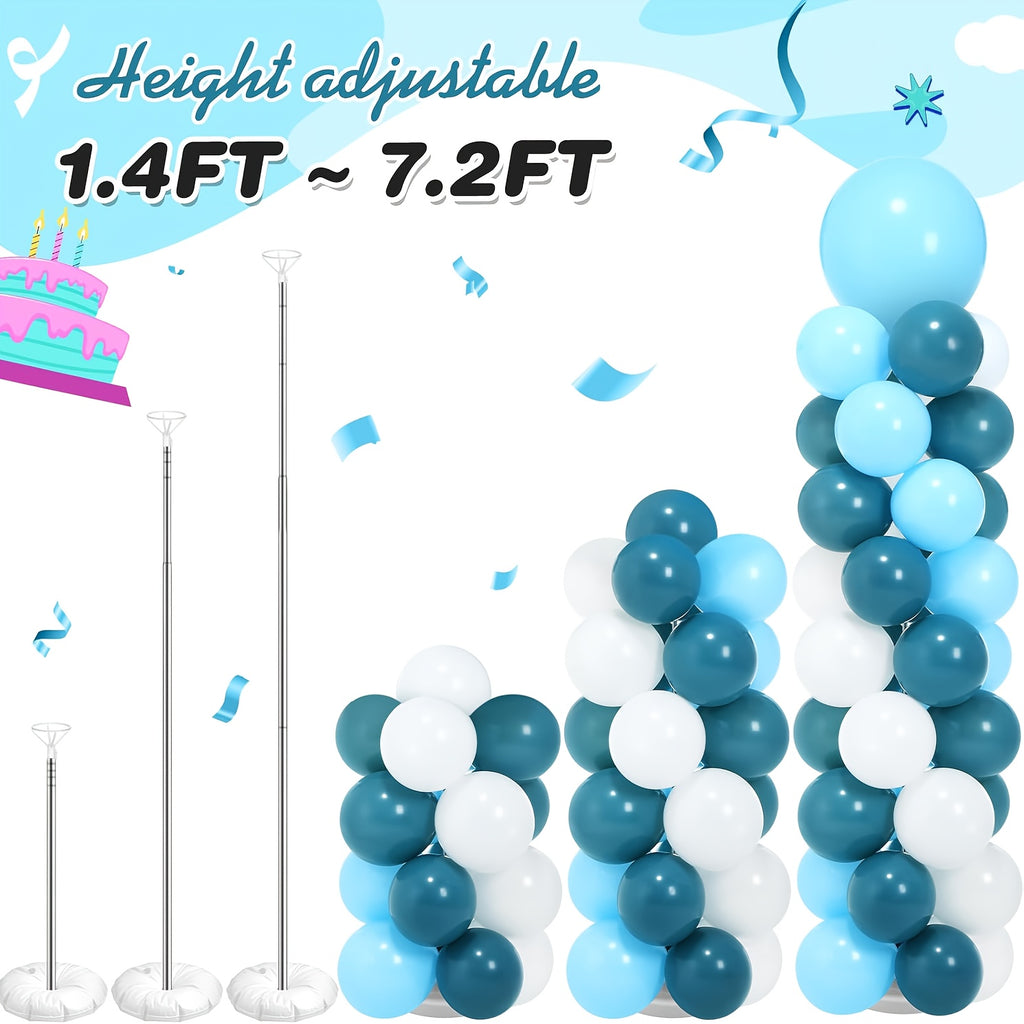 Balloon Column Stand Kit Set of 2, 7Ft Height Adjustable Balloon Arch Kit, Metal Telescopic Pillar Balloon Stand, Birthday Party, Graduation, Wedding Christmas Decorations for Halloween Halloween, Christmas
