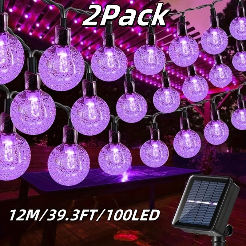 100/200pcs Solar Outdoor Crystal Ball String Lights, Warm White Light, IP44 Waterproof, 800mAh Battery Capacity, Create A Romantic Atmosphere. Suitable For All Seasons, Ideal For Decorating Yards, Balconies, Gardens, Camping, Parties And More.