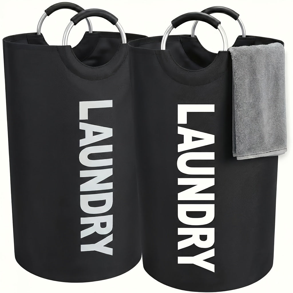 2pcs/ 1pc Large Foldable Laundry Basket, Dirt Clothes Basket With Padded Handle - Waterproof Freestanding Dirt Clothes Basket. Easter Gift(With Random Color Options)