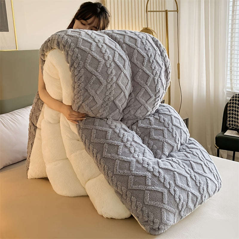 : One Premium Thick Plush Blanket, a Warm Winter and Autumn Quilt, Soft 100% Microfiber Filling, Light Beige Soft Polyester Fabric, Suitable for Bedrooms and Hotel Rooms. Does Not Include Pillowcases. Blanket, Winter Thermal Blanket, Fluffy and Cozy