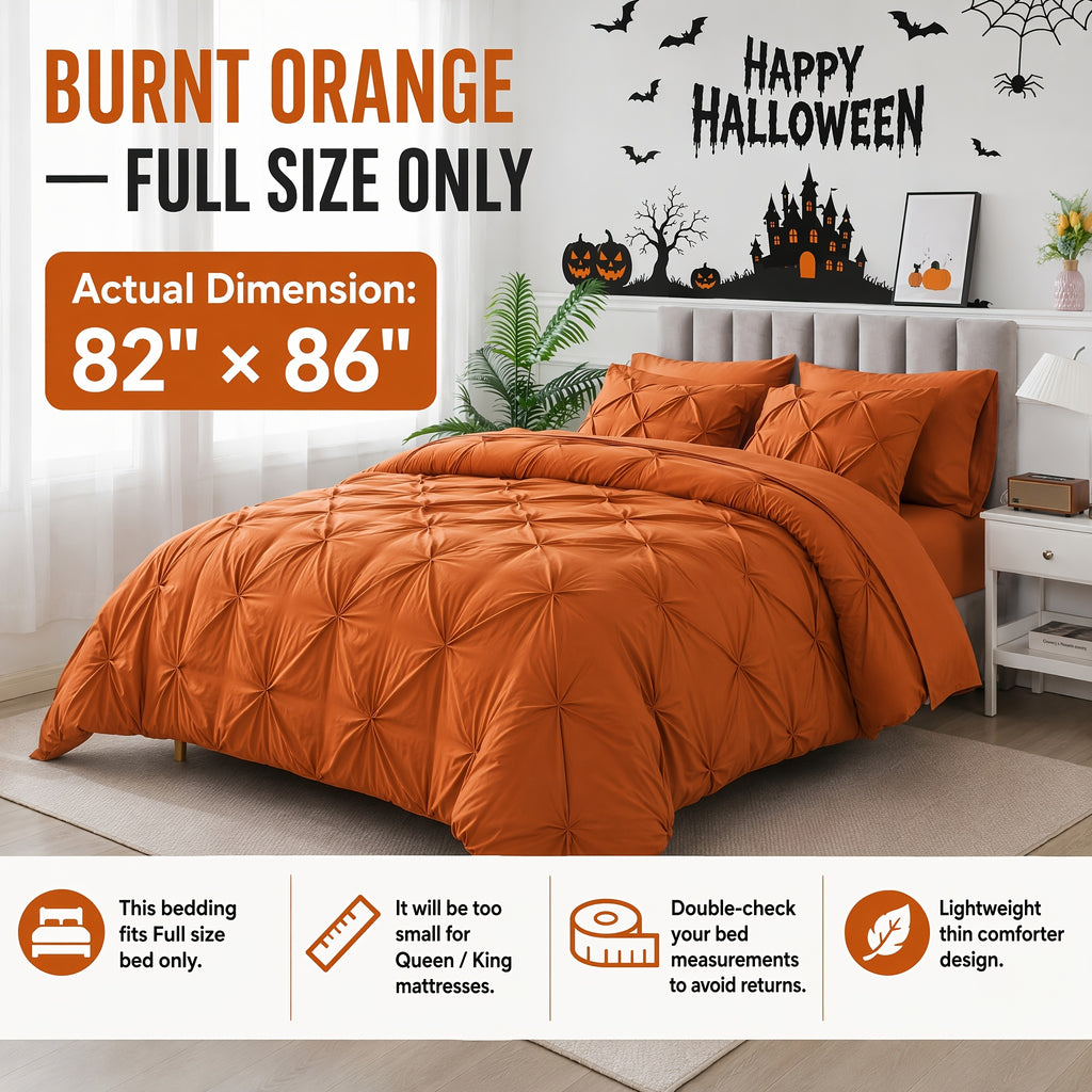 Cosybay 7PC Comforter Set-Luxury Soft Fluffy Pinch Pleated Bedding with 1 Comforter, 1 Fitted Sheet, 1 Flat Sheet, And 4 Pillowcases & Pillow Cover-All Season Quilte Set Queen, Hypoallergenic, Breathable, Easy Care,valentine's Day Gifts,school