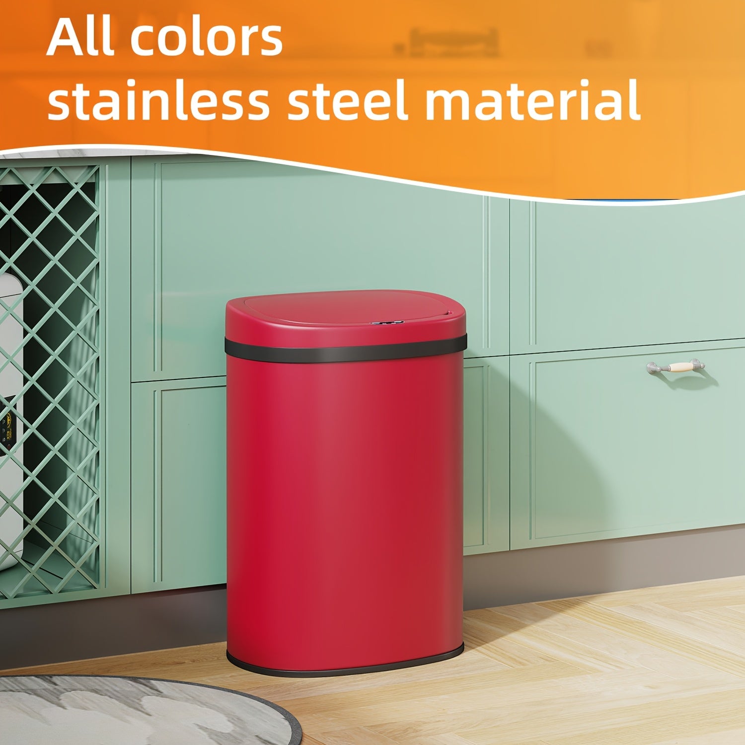 13 Gallon Trash Can Kitchen, Automatic Garbage Can Touchless Motion Sensor, Stainless Steel Trash Can with lid Anti-Fingerprint Mute Designed, Waste Bin 50L, for Office Bedroom Living Room Trash Can