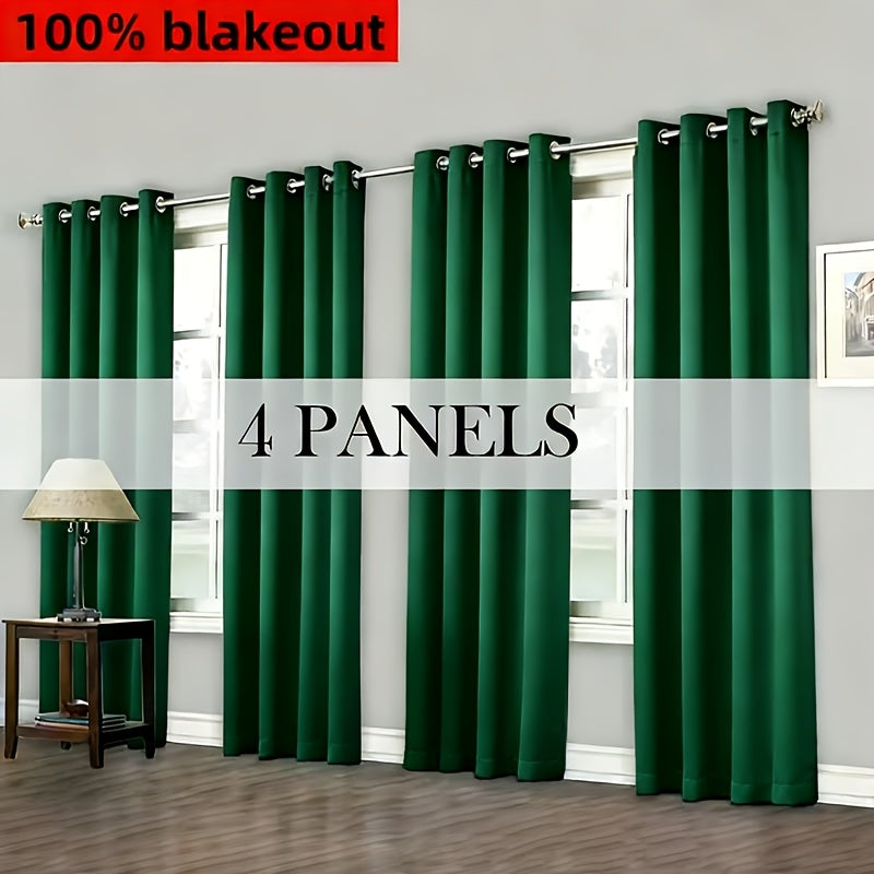 4pcss Set, Easy Blackout Curtains with Film Covering And Rope Loops, Suitable for Bedrooms, Studies, Living Rooms, And Dining Rooms As Blackout And Sun Protection Curtains