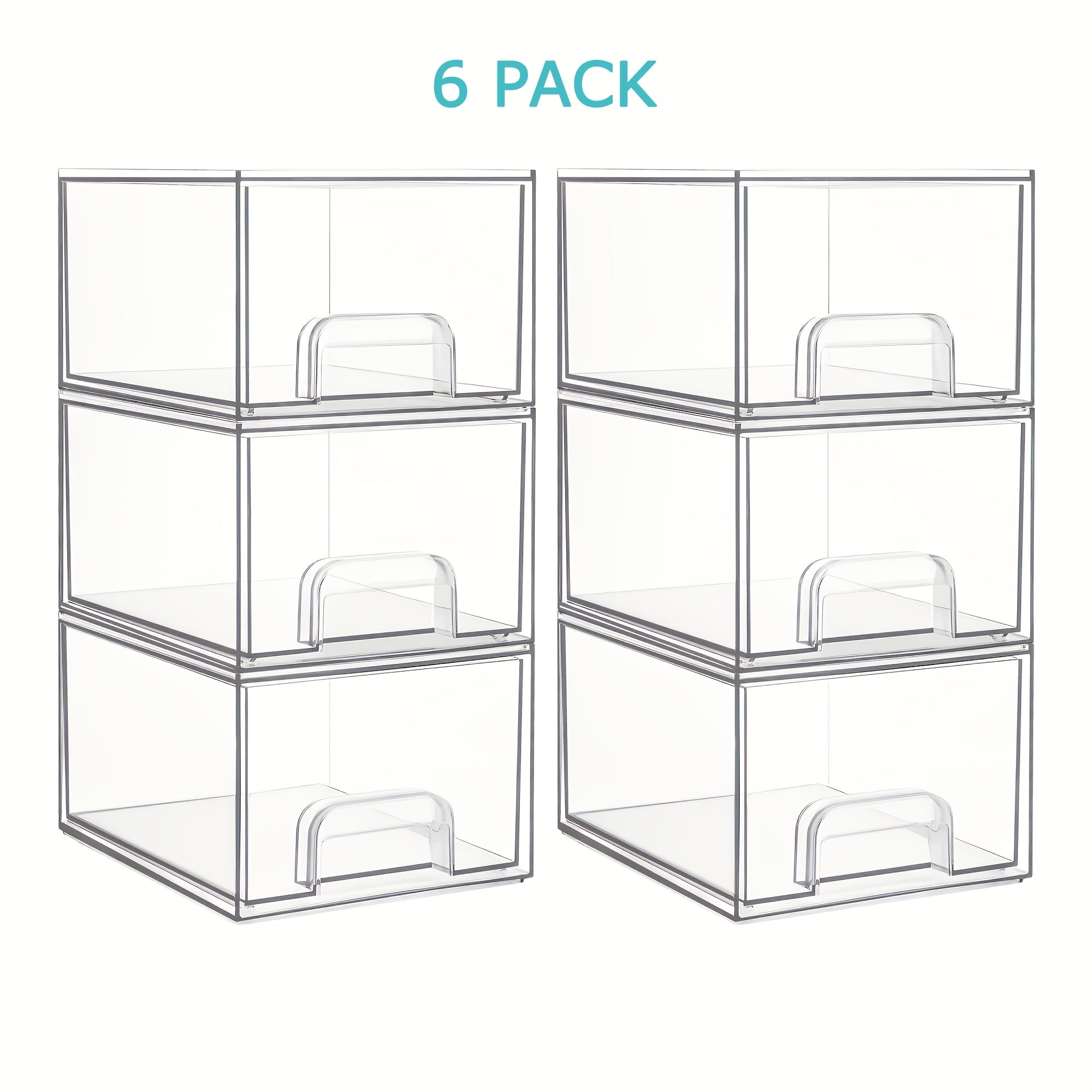 8 Pack Acrylic Bathroom Makeup Organizer, 7.5"D X 6"W X 4.4"H Clear Stackable Storage Drawers, Plastic Storage Bins for Vanity, Home Organization And Storage