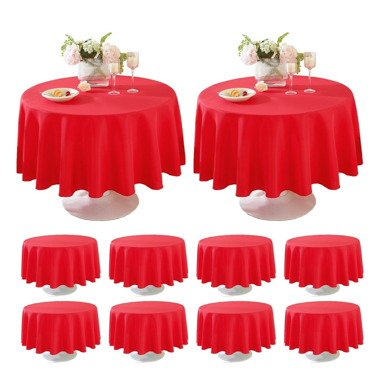 10 Pack Round Tablecloth, Round Premium Tablecloth, Polyester Fabric Washable Tablecloth for Home, Party, Wedding or Restaurant Use.