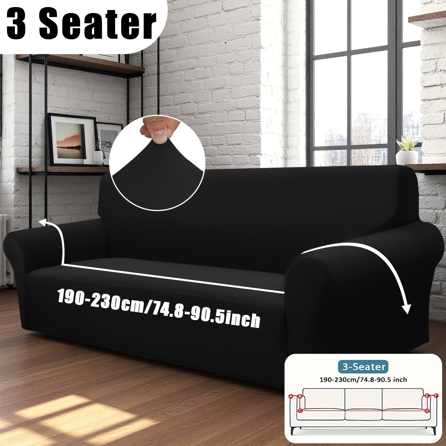 Classic Stretch Sofa Cover with Elastic Band, Milk Fiber Fabric Slipcover-Grip, Machine Washable, Polyester And Spandex, Fits Armchair to 4-Seater Sofas, International Style Throw Design