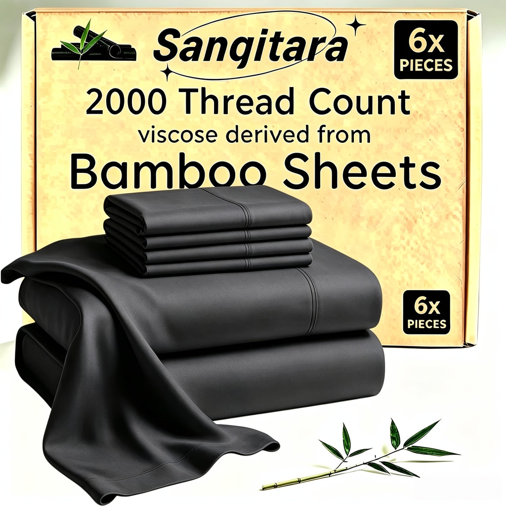 Cooling Bed Sheet Sets - Luxurious & Ultra-Soft King Queen Full Twin Size Cooling Sheets for Hot Sleepers - Comfortable & Cool, Bamboo Blend Sheets King Size/Deep Pockets (Grey)-Home Christmas Decorations