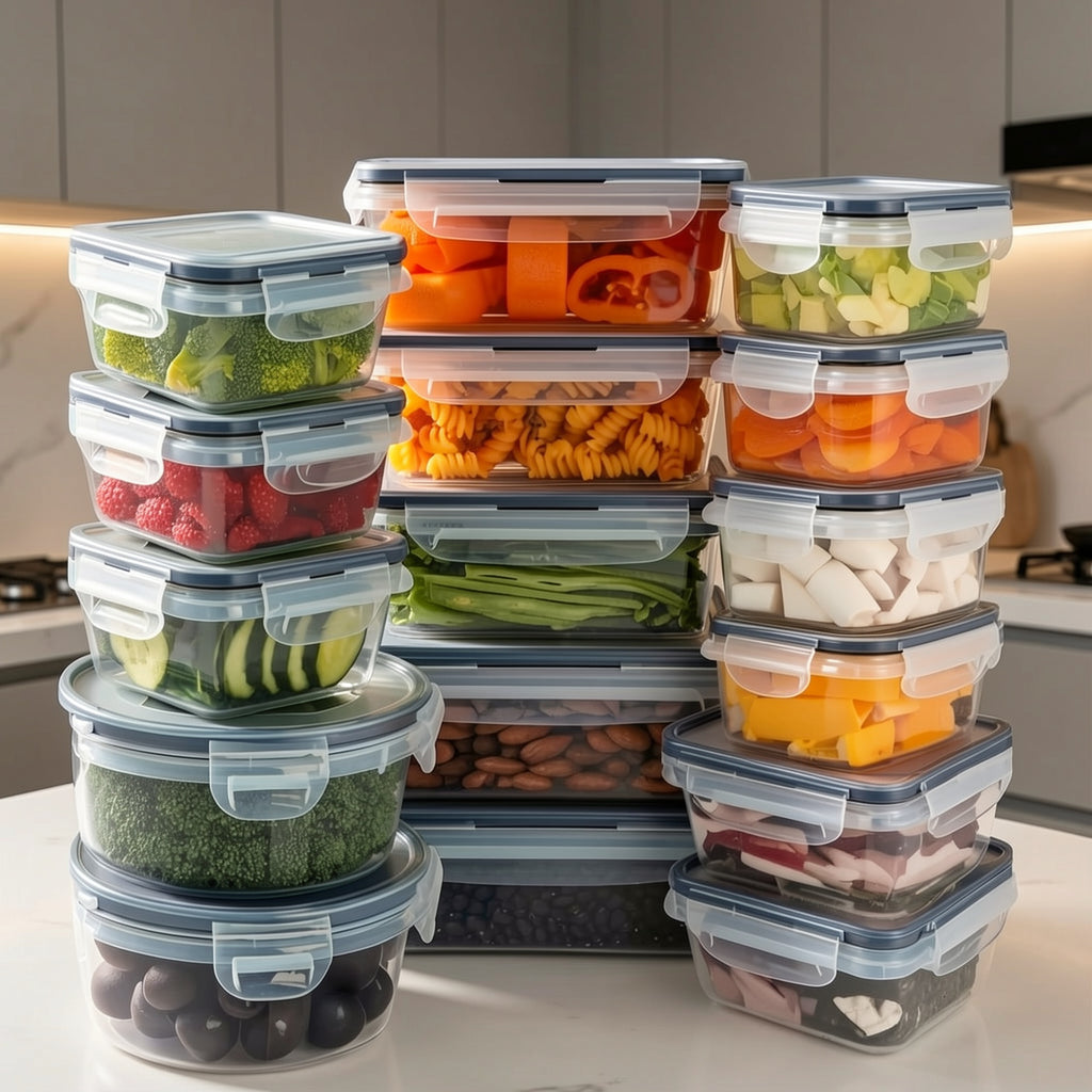 48pcs(Including 24 Lids And 24 Containers) Large Capacity Airtight Food Storage Container Set with Buckle Lids, Includes Marker And Stickers, Stackable Plastic Meal Prep Lunch Boxes for Kitchen, Picnic, Party