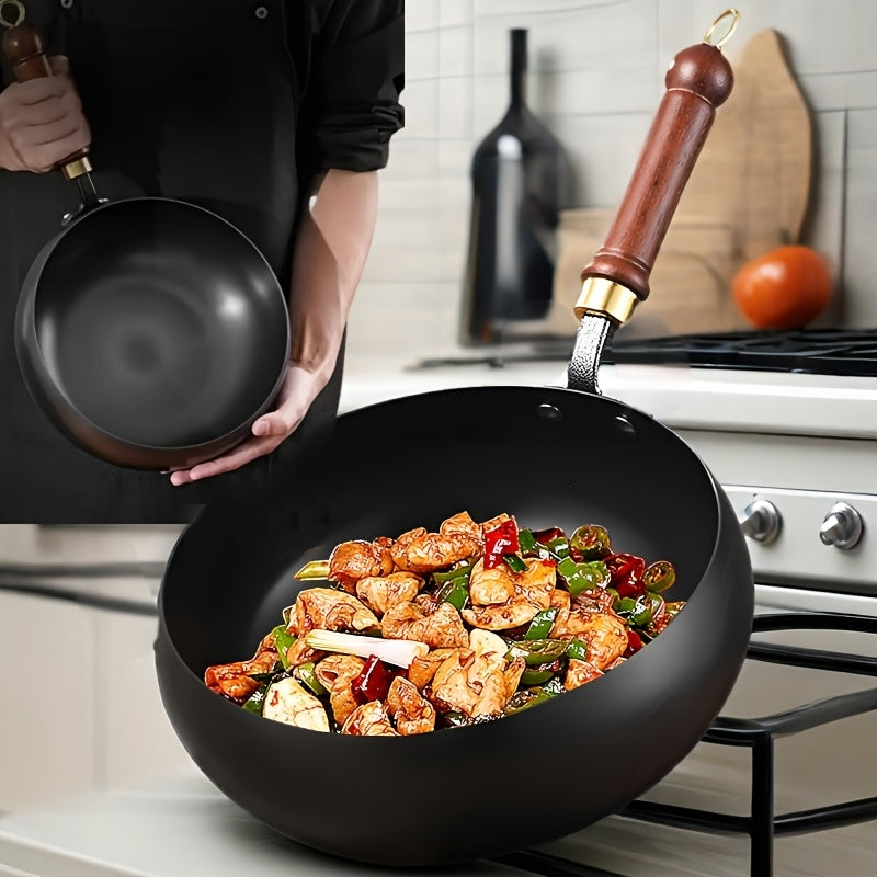 Japanese Wok, Ideal for Pots and Pans Set, Large Bellied Non Stick Cookware, Heat Resistant Handle, Fit Gas Induction Stoves, Pressure Cooker Fast Stew, Chafing Dish Alternative, Kitchen Accessories & Gadgets, for Camping, Soups Stewing