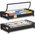 2 Pack Rolling Underbed Storage Box, Under Bed Storage Bins, Under Bed Shoe Rack Organizer, Rolling Underbed Metal Drawer for Clothes, Blankets, Shoes,, Books, Bedding, Under-Bed Storage