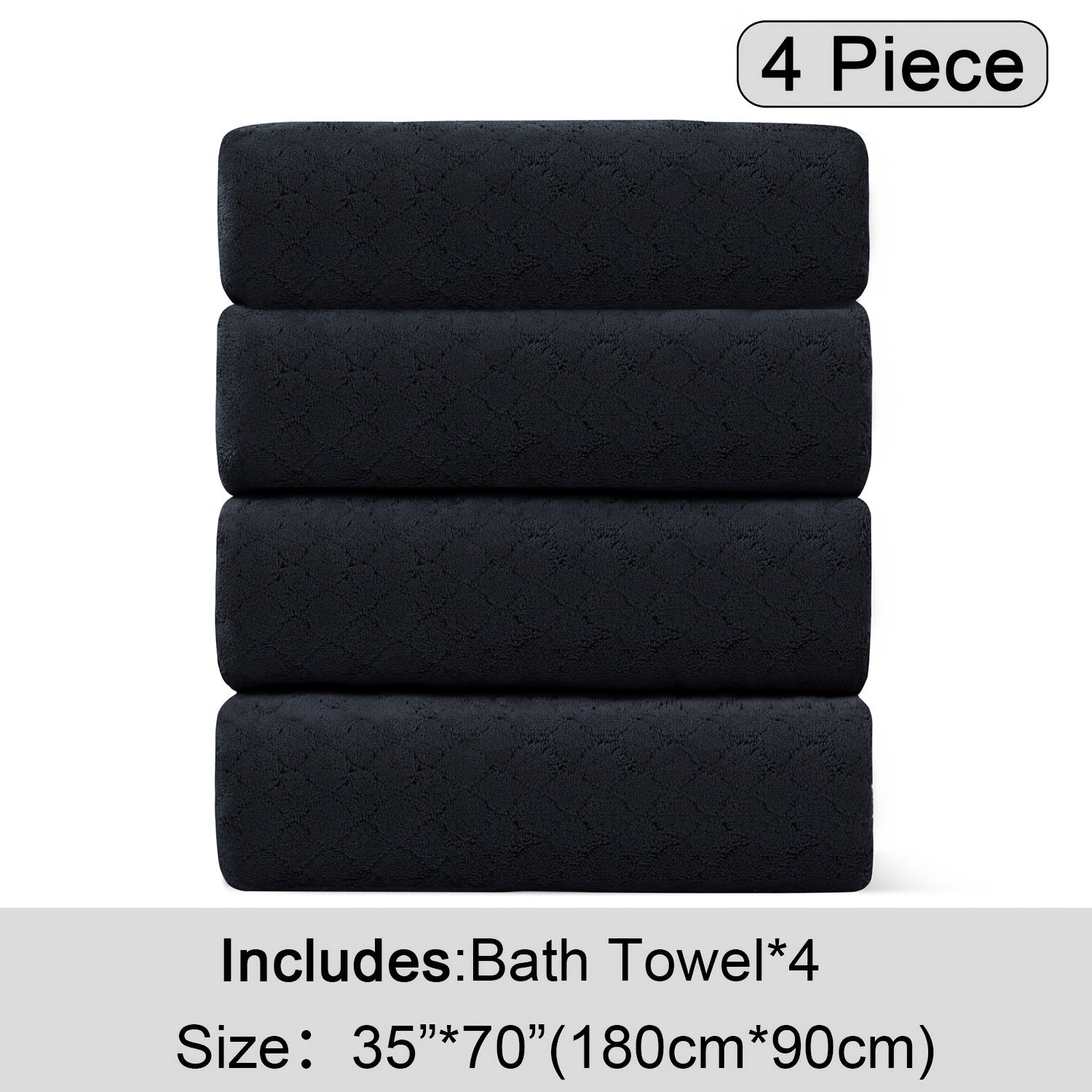 4pcs Oversized Bath Towel Set in Sleek Blue - Ultra Soft, Highly Absorbent, Quick-Dry Microfiber with Diamond Pattern - Includes 4 Bath Towels, and Matching Beach Chair Cover - Ideal for for Bathroom Hotels Gym, Valentine's Day Gift, Wash Cloths