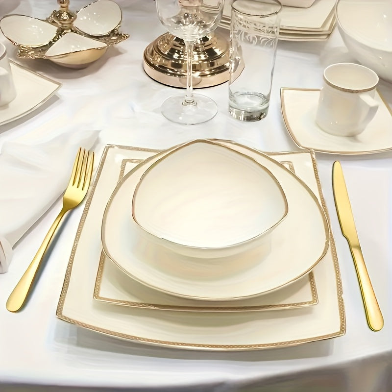 60/20pcs Stainless Steel Golden Silverware Set - Heavy Duty Commercial Silverware for Restaurants, Weddings And Home Dishwasher Safe, Rust-Proof, Non-Toxic Bulk Kitchen Tableware with Gift Box The Best Gifts for Thanksgiving And Christmas