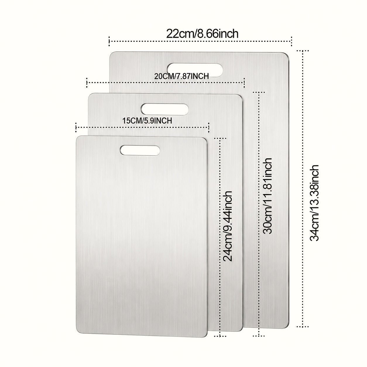 3pcs Premium Stainless Steel Cutting Board Set- Durable, Easy to Clean, Kitchen Ready, Space-Saving, Rust-Resistant, and BPA-Free, Safe for Food Preparation