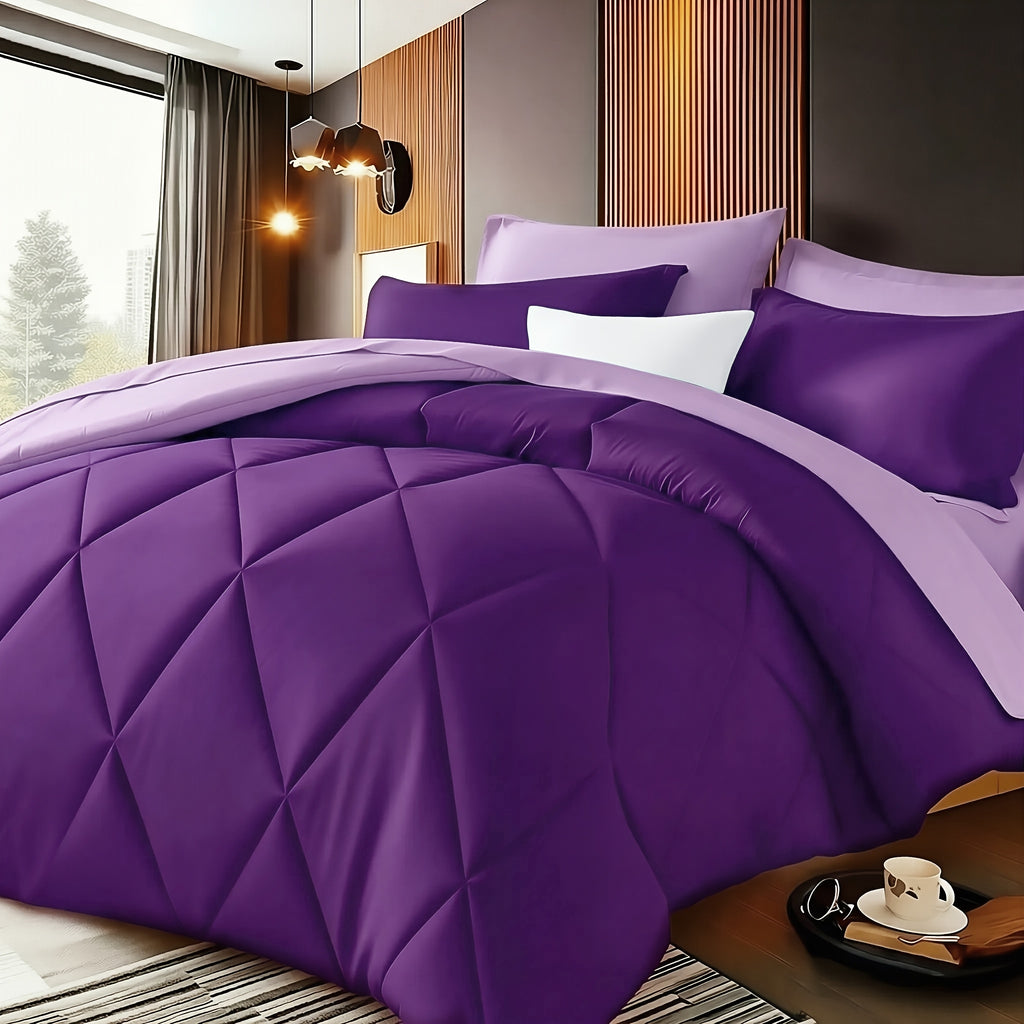 2/3pcs Solid Color Diamond Pattern Large & Extra-Large Bed Sheet Sets Soft Comfortable And Ultra-fine Fiber Filled Lightweight Fabric Breathable Quilt Easy to Take Care Of Equipped with Quilts And Pillowcases Luxurious Quality & Ideal Gift