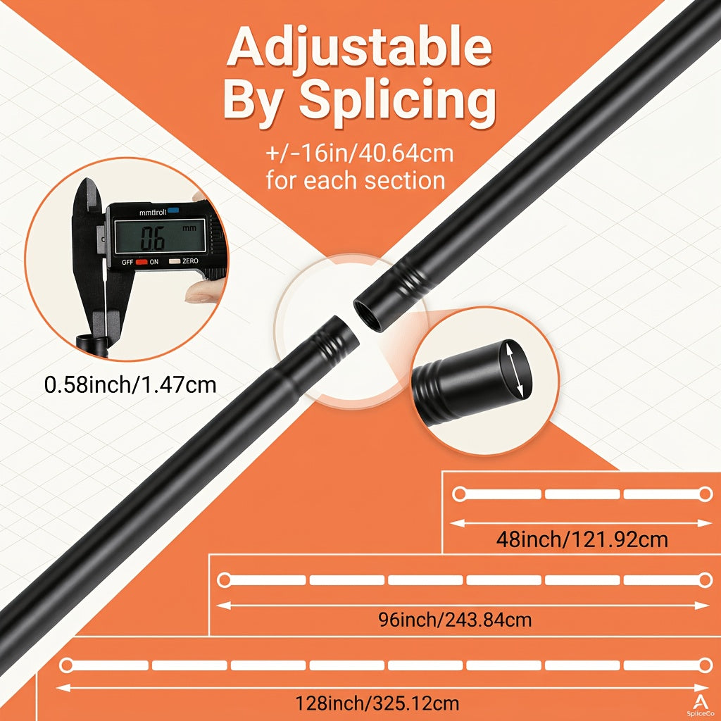 No Drill Curtain Rods Set for Windows 32 to 48 Inch, 5/8 Inch Diameter Metal Drapey Pole with Adhesive Holder Hook - Renter Friendly (Black, Contemporary Style)