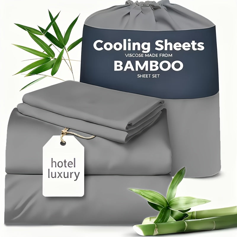 Cooling Sheets for Hot Sleepers Bamboo Bed Sheets Set 4 Pcs 1660TC Ultra Soft Deep Pocket Fitted Sheet & Pillowcases Twin Full Queen King Multiple Colors