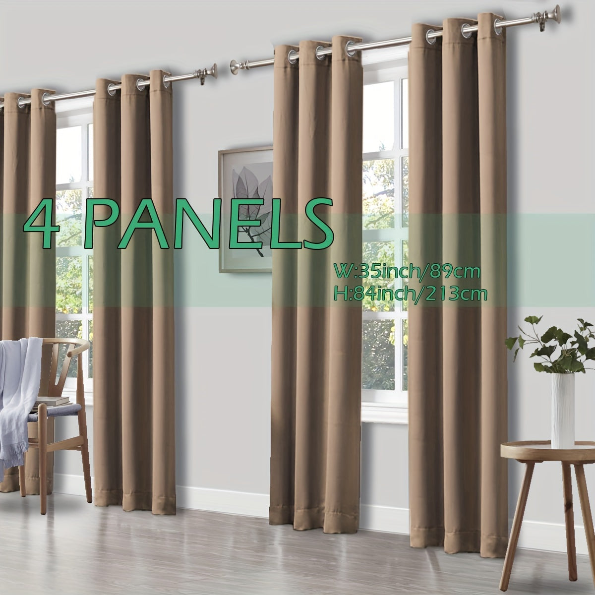4 Panels Thermal Insulated Blackout Curtains - Triple Weave Thermal Insulation & Light Blocking, Solid Grommet Top, Polyester/ Linen-like Fabric, Deep Red for Bedroom, Living Room, Office - Window Drapes for Complete Darkness & Comf