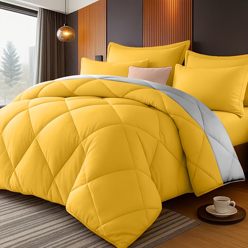 Two/Three Pcs Solid Color Large And Extra-Large Bed Sheet Sets Soft Comfortable And Fiber Filled Lightweight Fabric Breathable Quilt Easy to Take Care of Equipped with Quilt And Pillowcases 1 Quilt, 1/2 Pillowcases, for Bedroom, Random Color