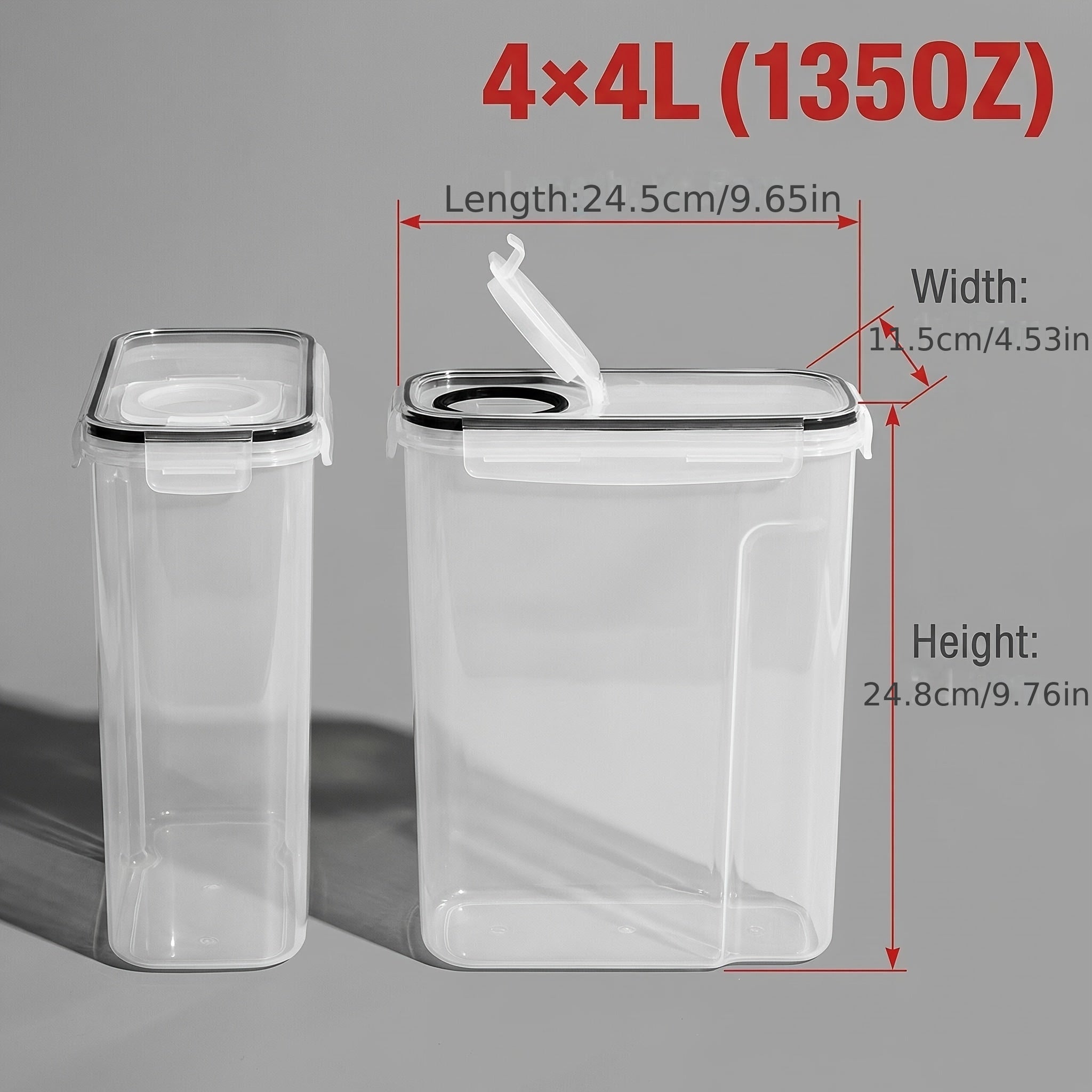 4pcs Extra Large Airtight Food Storage Containers | Bpa-Free Plastic Cereal Container with Pour Spout for Pantry Organization And Canister for Grain, Nuts, Flour And Rice, Kitchen Organizers Additions (4L/ 135Oz) Come with Free Labels & Marker Pen